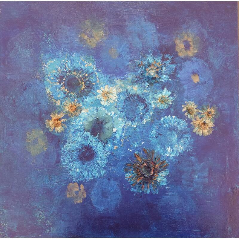 Painting Azur Foral by Rocco Sophie | Painting Raw art Acrylic Gluing Sand