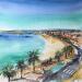 Gemälde Nice vive la promenade des anglais  von Hoffmann Elisabeth | Gemälde Figurativ Urban Aquarell