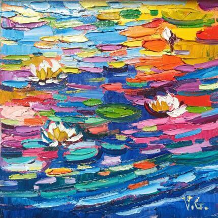 Peinture Water lilies in my way par Georgieva Vanya | Tableau Figuratif Huile Paysages