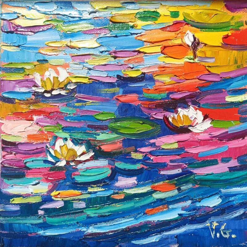 Peinture Water lilies in my way par Georgieva Vanya | Tableau Figuratif Paysages Huile