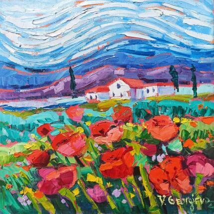 Peinture Poppies joy par Georgieva Vanya | Tableau Figuratif Huile Paysages