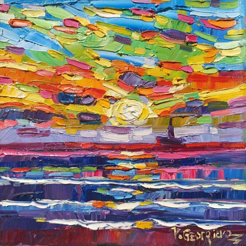 Peinture The boat on the Horizon par Georgieva Vanya | Tableau Figuratif Paysages Huile