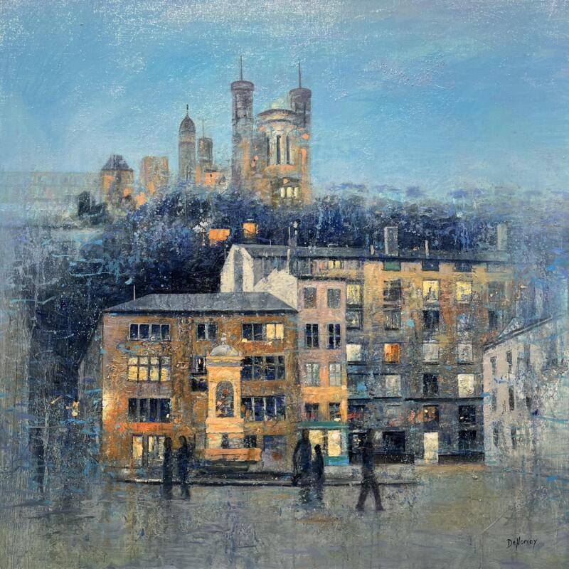 Pintura Promenade le soir por De Norroy Georges Emile | Pintura Figurativo Urbano Aceite