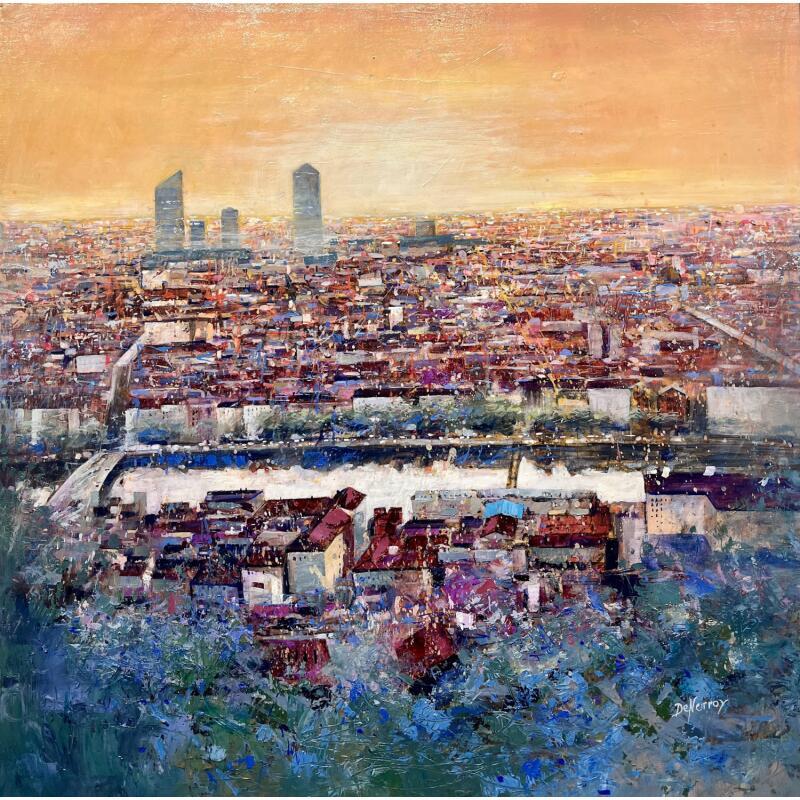 Painting Chaleur sur les toit ocres et mauves  by De Norroy Georges Emile | Painting Figurative Urban Oil