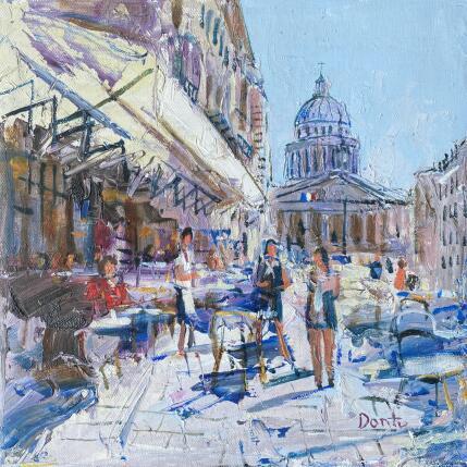 Peinture Café Panthéon par Dontu Grigore | Tableau Figuratif Huile Urbain