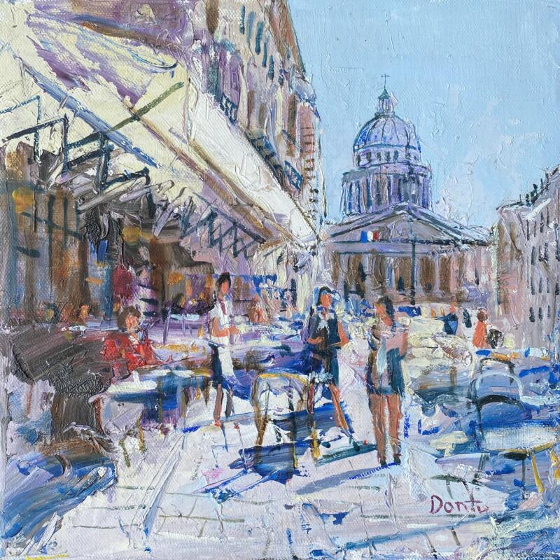 Painting Café Panthéon by Dontu Grigore | Painting Figurative Urban Oil