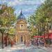 Peinture Le café sur la place de La Sorbonne  par Dontu Grigore | Tableau Figuratif Urbain Huile