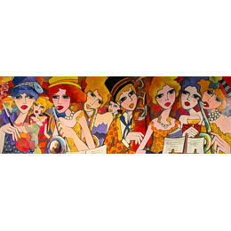 Peinture Fête de printemps par Fauve | Tableau Figuratif Acrylique, Huile Scènes de vie