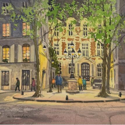 Peinture Emilie in Paris par Decoudun Jean charles | Tableau Figuratif Aquarelle Urbain