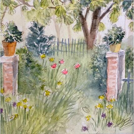 Peinture Jardin sauvage par Balme Delphine | Tableau Art naïf Aquarelle Nature