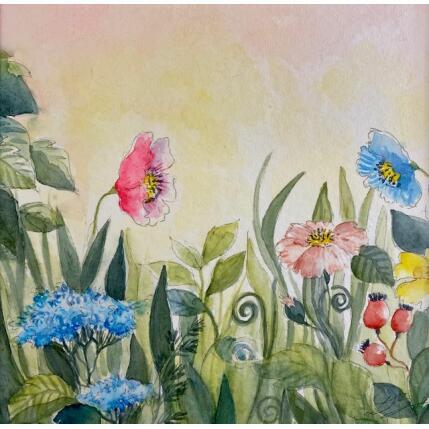 Painting Grandes fleurs by Balme Delphine | Painting Naive art Watercolor Nature, Pop icons