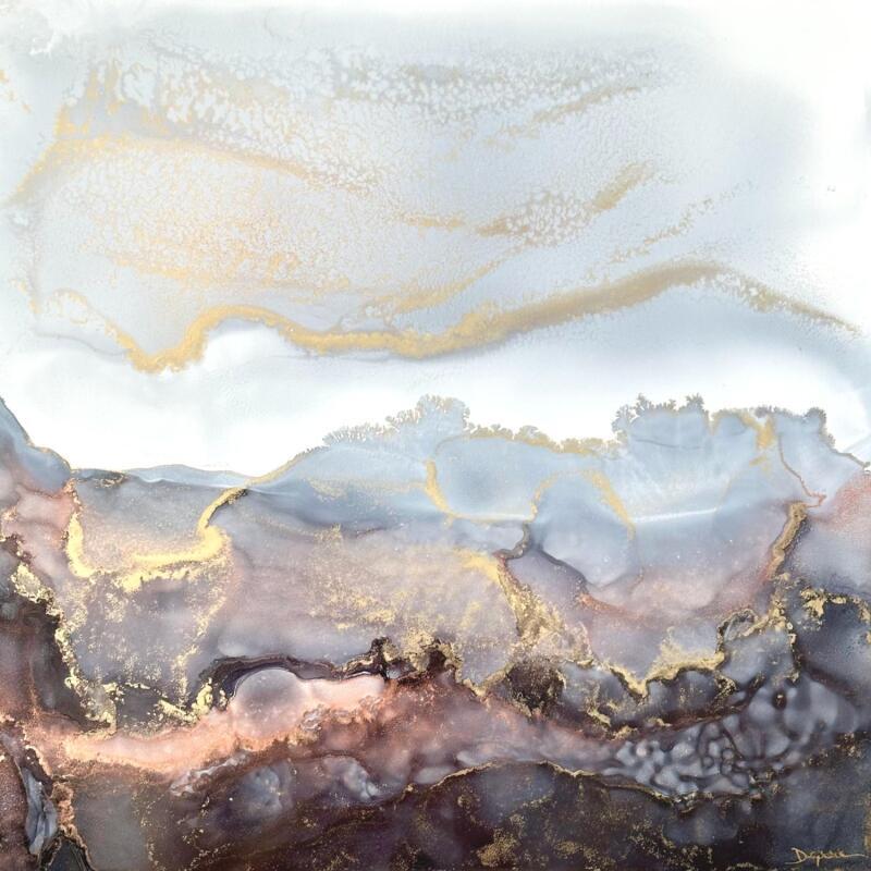 Peinture Poésie minérale 2060 par Depaire Silvia | Tableau Abstrait Paysages Minimaliste Noir & blanc Acrylique