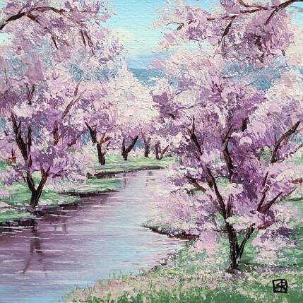 Peinture When the air blooms in pink par Requena Elena | Tableau Figuratif Huile Paysages