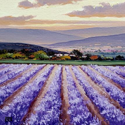Peinture the stillness that breathes in purple par Requena Elena | Tableau Impressionnisme Huile Paysages