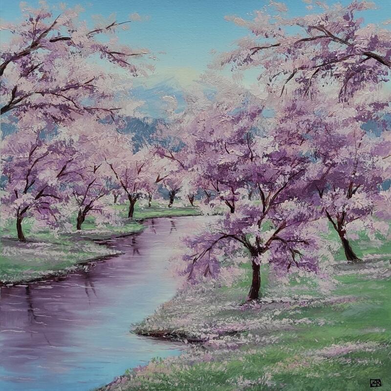 Peinture Where the moments become a petal  par Requena Elena | Tableau Figuratif Paysages Huile