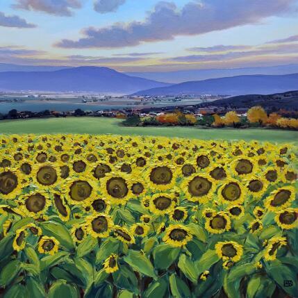 Peinture The golden echo of sun on earth  par Requena Elena | Tableau Figuratif Huile Paysages