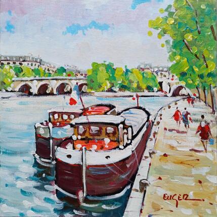 Gemälde LA SEINE PRES DU PONT NEUF von Euger | Gemälde Figurativ Acryl Alltagsszenen, Landschaften, Urban