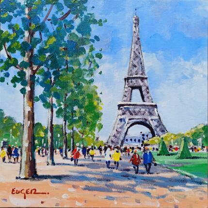 Painting UN ETE A PARIS by Euger | Painting Figurative Acrylic Landscapes, Life style, Urban