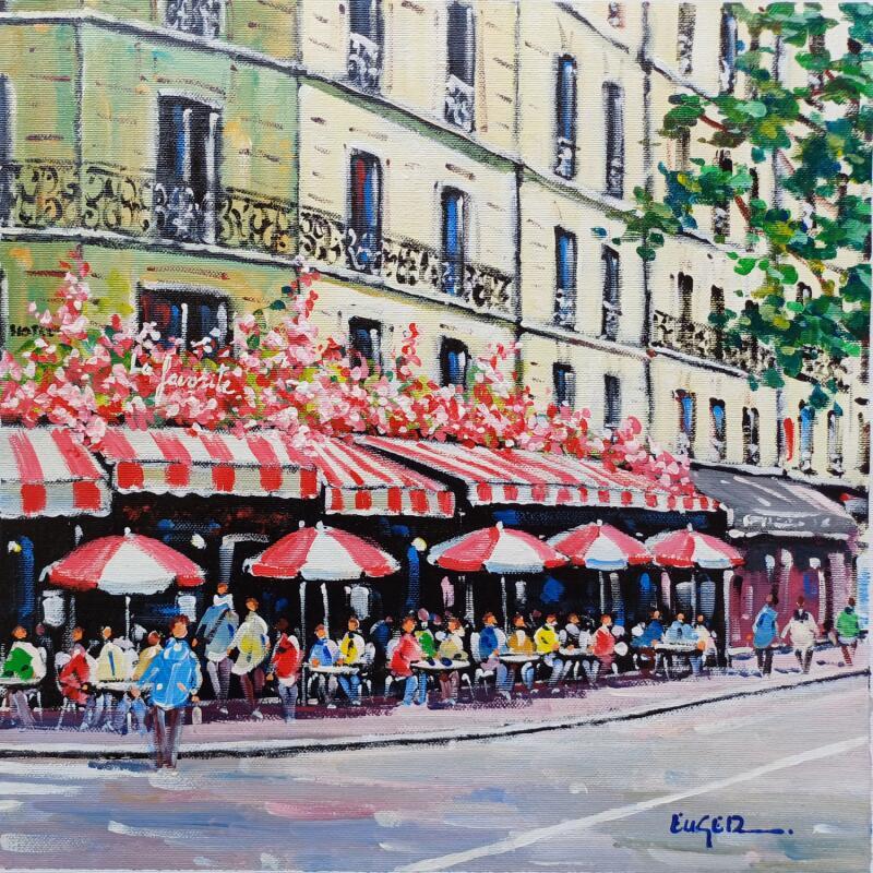 Painting TERRASSE ANIMEE RUE DE RIVOLI A PARIS by Euger | Painting Figurative Society Urban Life style Acrylic