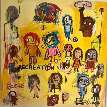 Painting RÉCRÉATION by Zaïdi Larbi | Painting Raw art Acrylic, Pastel, Posca