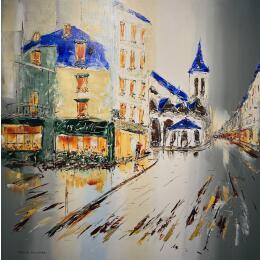 Peinture Paris Charmant par Rousseau Patrick | Tableau Figuratif Huile Urbain