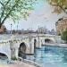 Peinture Le Pont Neuf Paris par Lallemand Yves | Tableau Figuratif Urbain Acrylique