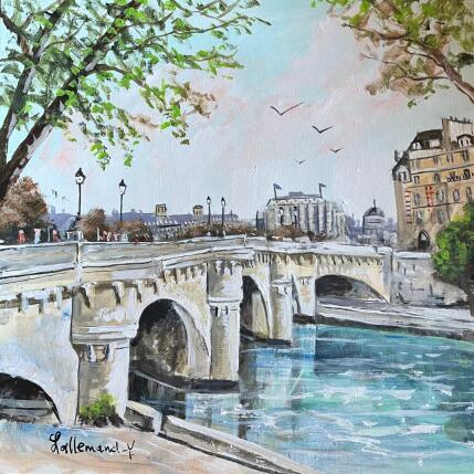Peinture Le Pont Neuf Paris par Lallemand Yves | Tableau Figuratif Acrylique Urbain