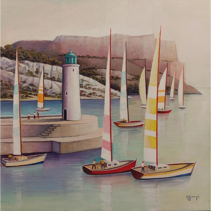 Painting AR66 by Burgi Roger | Painting Figurative Landscapes Marine Acrylic