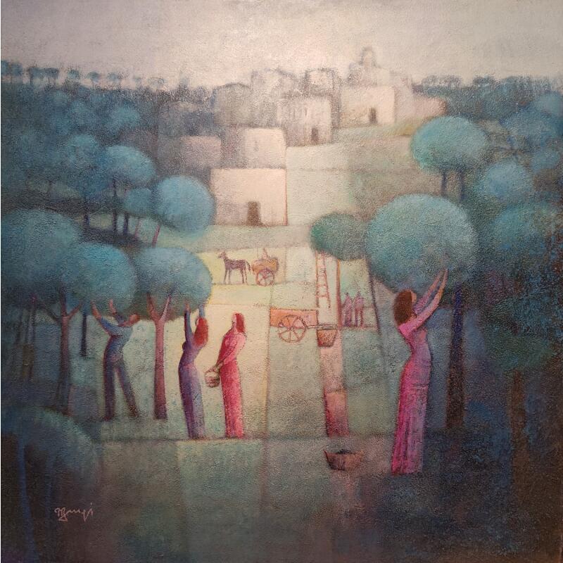 Painting AB17 by Burgi Roger | Painting Figurative Landscapes Life style Acrylic Sand