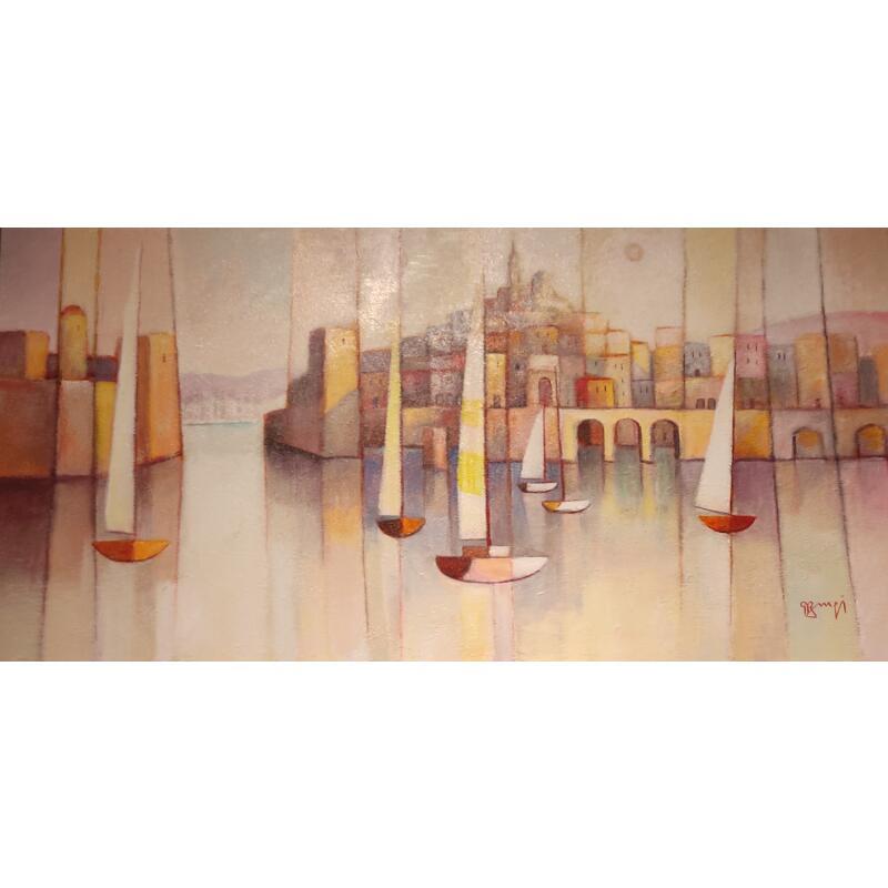 Painting AR63 by Burgi Roger | Painting Figurative Landscapes Marine Acrylic Sand