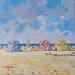 Peinture LES PARASOLS A TROUVILLE  par Euger | Tableau Figuratif Paysages Marine Scènes de vie Acrylique