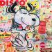 Peinture Snoopy happy vintage par Kikayou | Tableau Pop-art Icones Pop Graffiti Acrylique Collage