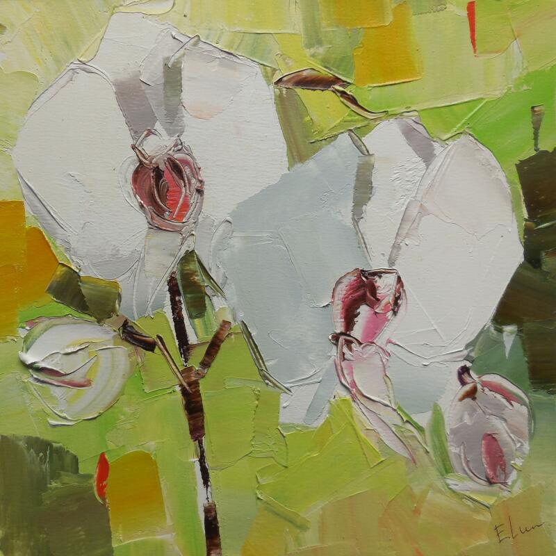 Peinture White orchids par Lunetskaya Elena | Tableau Figuratif Huile