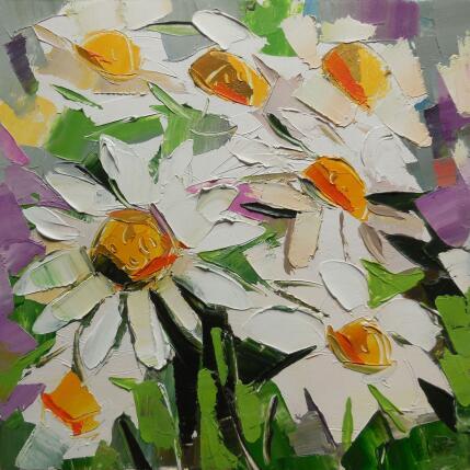 Peinture Chamomile field par Lunetskaya Elena | Tableau Figuratif Huile