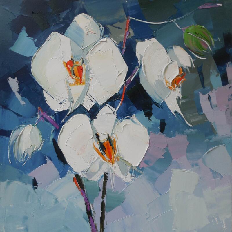 Peinture Blooming phalaenopsis par Lunetskaya Elena | Tableau Figuratif Huile