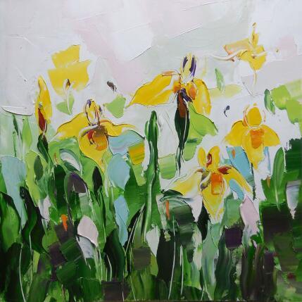 Peinture Iris wildflowers par Lunetskaya Elena | Tableau Figuratif Huile Nature, Paysages