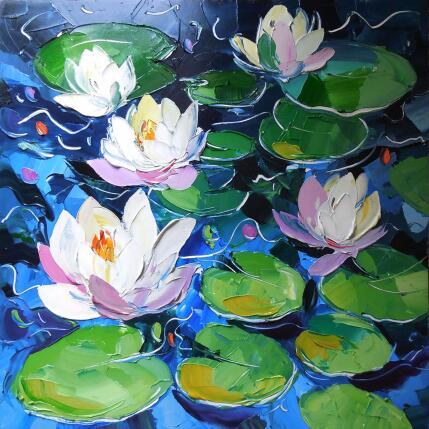 Peinture Blooming pond par Lunetskaya Elena | Tableau Figuratif Huile Nature, Paysages
