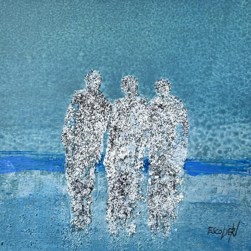 Peinture Allons vers le bleu par Escolier Odile | Tableau Figuratif Nature Scènes de vie Minimaliste Acrylique