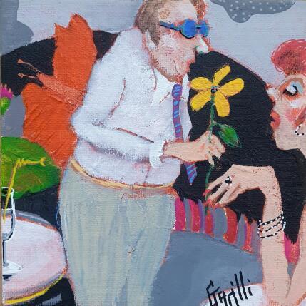 Peinture Monsieur tente sa chance.  par Garilli Nicole | Tableau Figuratif Acrylique Scènes de vie