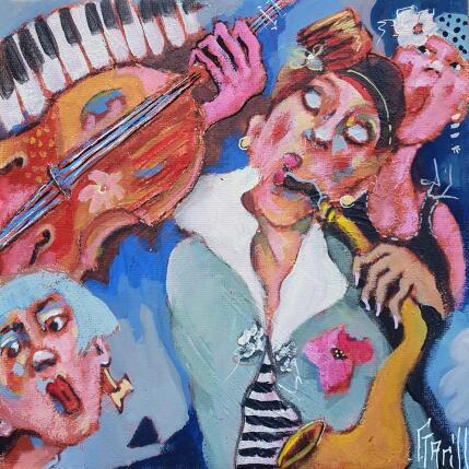 Peinture swing at the blue club.  par Garilli Nicole | Tableau Figuratif Acrylique Scènes de vie