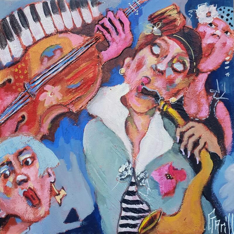 Painting swing at the blue club.  by Garilli Nicole | Painting Figurative Life style Acrylic