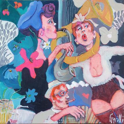 Peinture love and jazz evening par Garilli Nicole | Tableau Figuratif Acrylique Scènes de vie