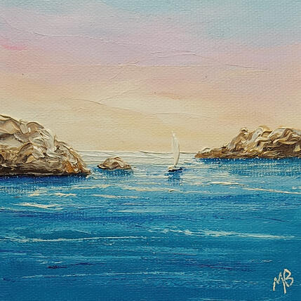 Painting Tout le bleu de la mer by Blandin Magali | Painting Figurative Oil Landscapes