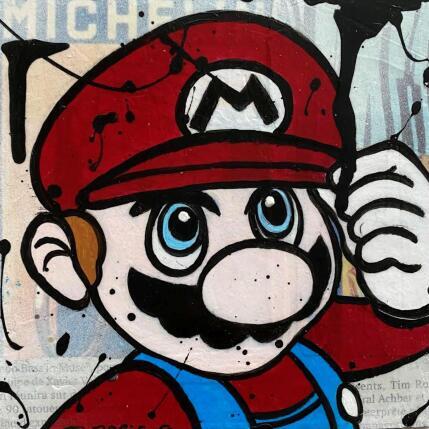 Peinture Salut de Mario par Marie G.  | Tableau Pop-art Acrylique, Bois, Collage Icones Pop