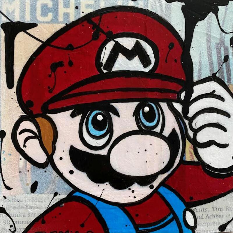 Painting Salut de Mario by Marie G.  | Painting Pop-art Pop icons Wood Acrylic Gluing