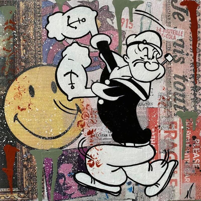 Painting popeye smile by Marie G.  | Painting Pop-art Pop icons Wood Acrylic Gluing