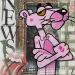 Painting new pink panther by Marie G.  | Painting Pop-art Pop icons Wood Acrylic Gluing