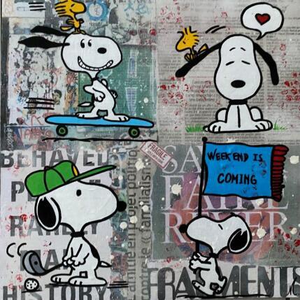 Painting Snoopy en we by Marie G. | Painting Pop-art Acrylic, Gluing, Wood Pop icons