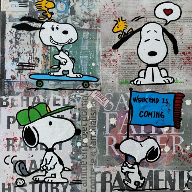 Painting Snoopy en we by Marie G.  | Painting Pop-art Pop icons Wood Acrylic Gluing