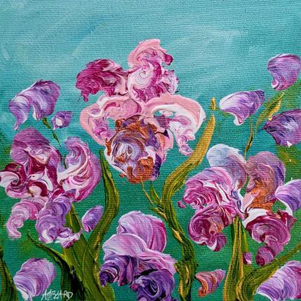 Peinture Iris rosés cuivrés par Amblard Florence | Tableau Impressionnisme Acrylique Nature